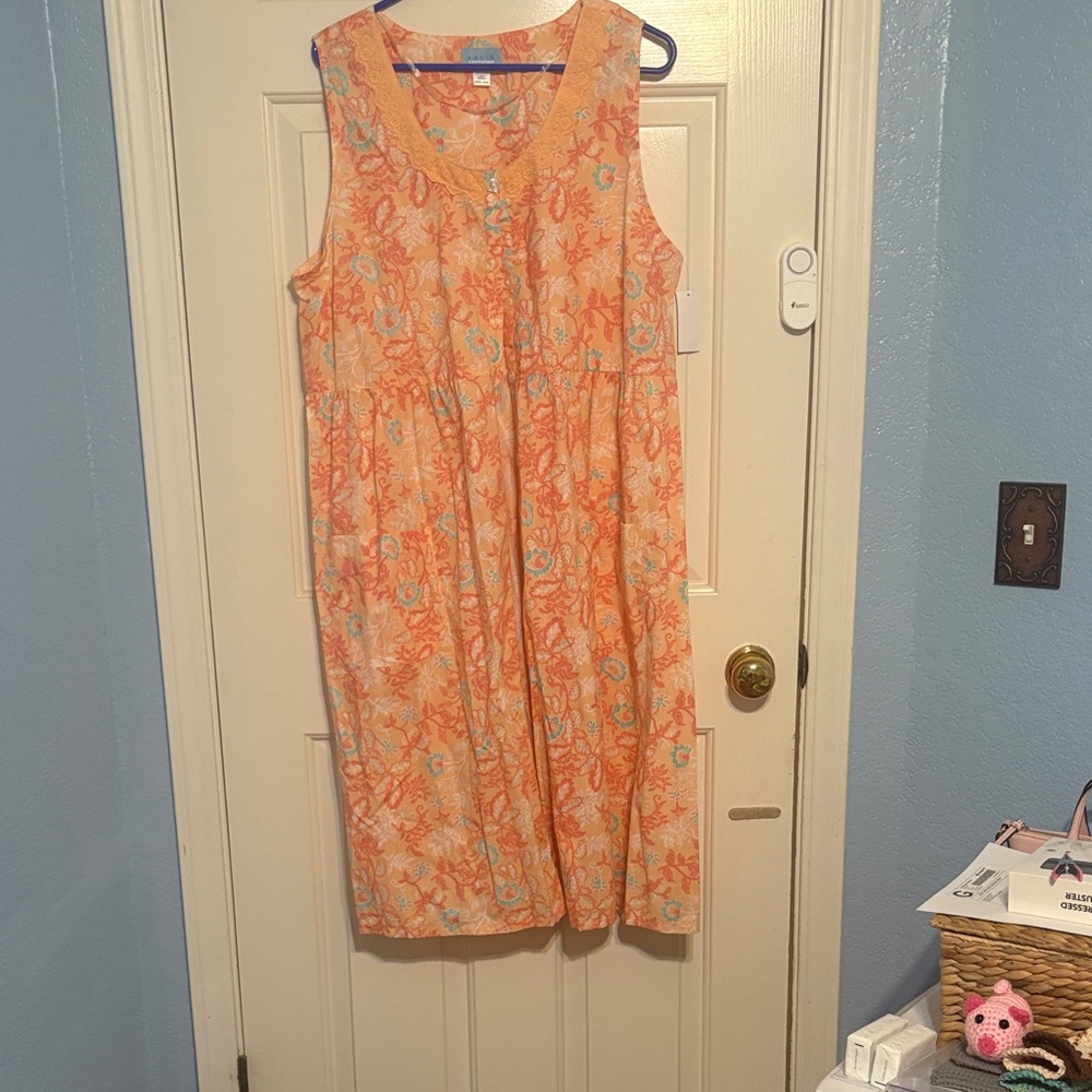 Basic Editions Orange Floral Midi Dress
